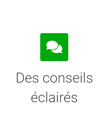 image d'une bulle de conversation avec du texte: des conseils éclairés